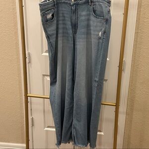 American Eagle Outfitters Light Blue Wide-Leg Dreamy Drape Jeans